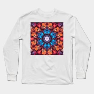 Dot Mandala Blue Red and Orange Long Sleeve T-Shirt